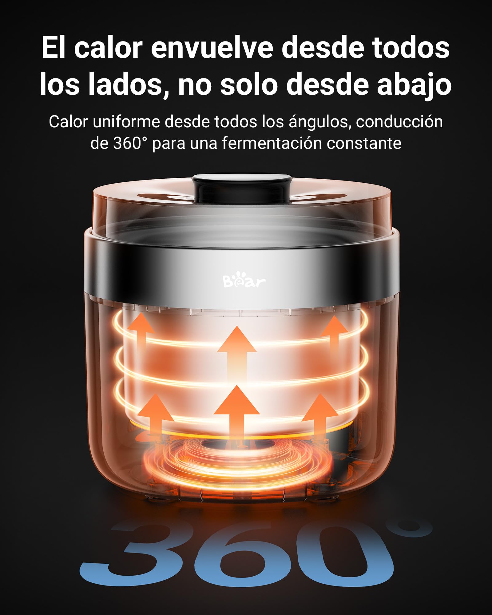 Bear Yogurtera y elaboradora de queso fresco, con 4 vasitos de porción en cerámica de 125 ml, 2 recipientes de cristal XXL de 1 litro y 4 programas preajustados para yogur griego y queso
