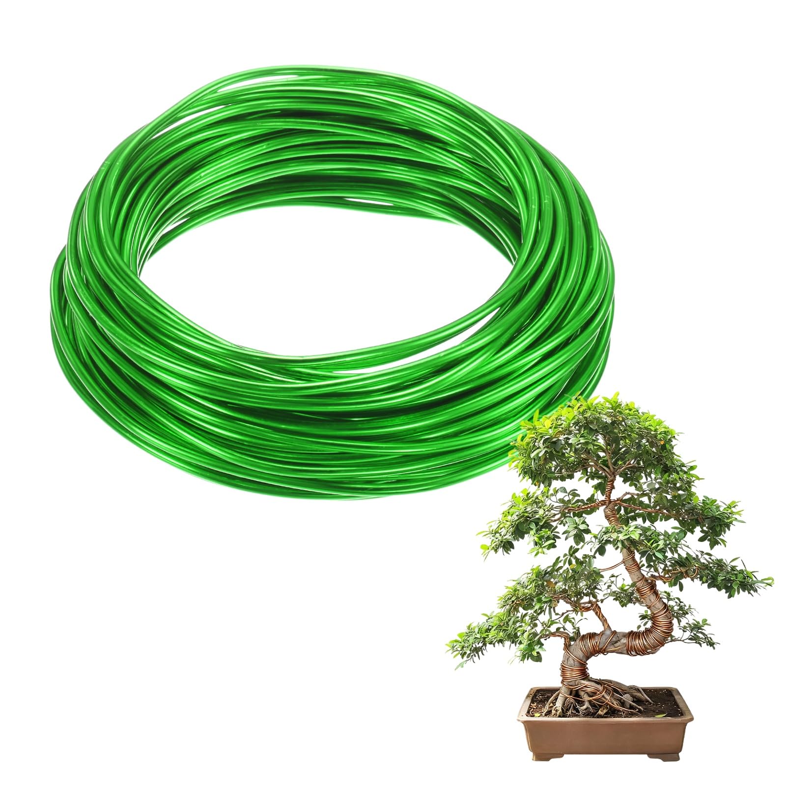 M METERXITY 1-Pack Bonsai Training Wire, 3mm x 49ft/15m Anodized Aluminum Bonsai Tree Wire for Fine Trunk/Gardening Branch/DIY Crafting [Green]