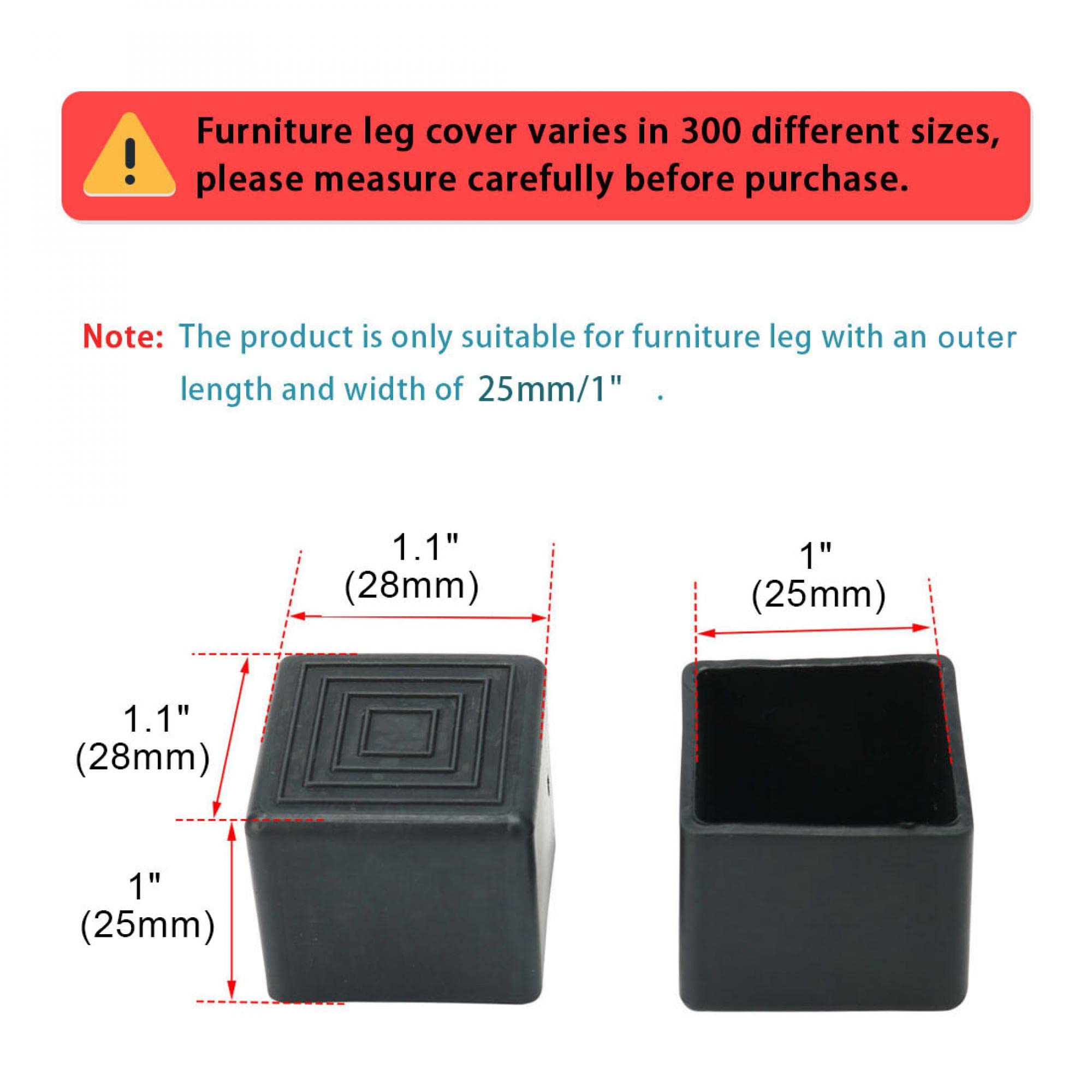 Capuchons Carrés 28mm En Plastique Cannelé – Lot De 24, Noir, Pour Tubes
