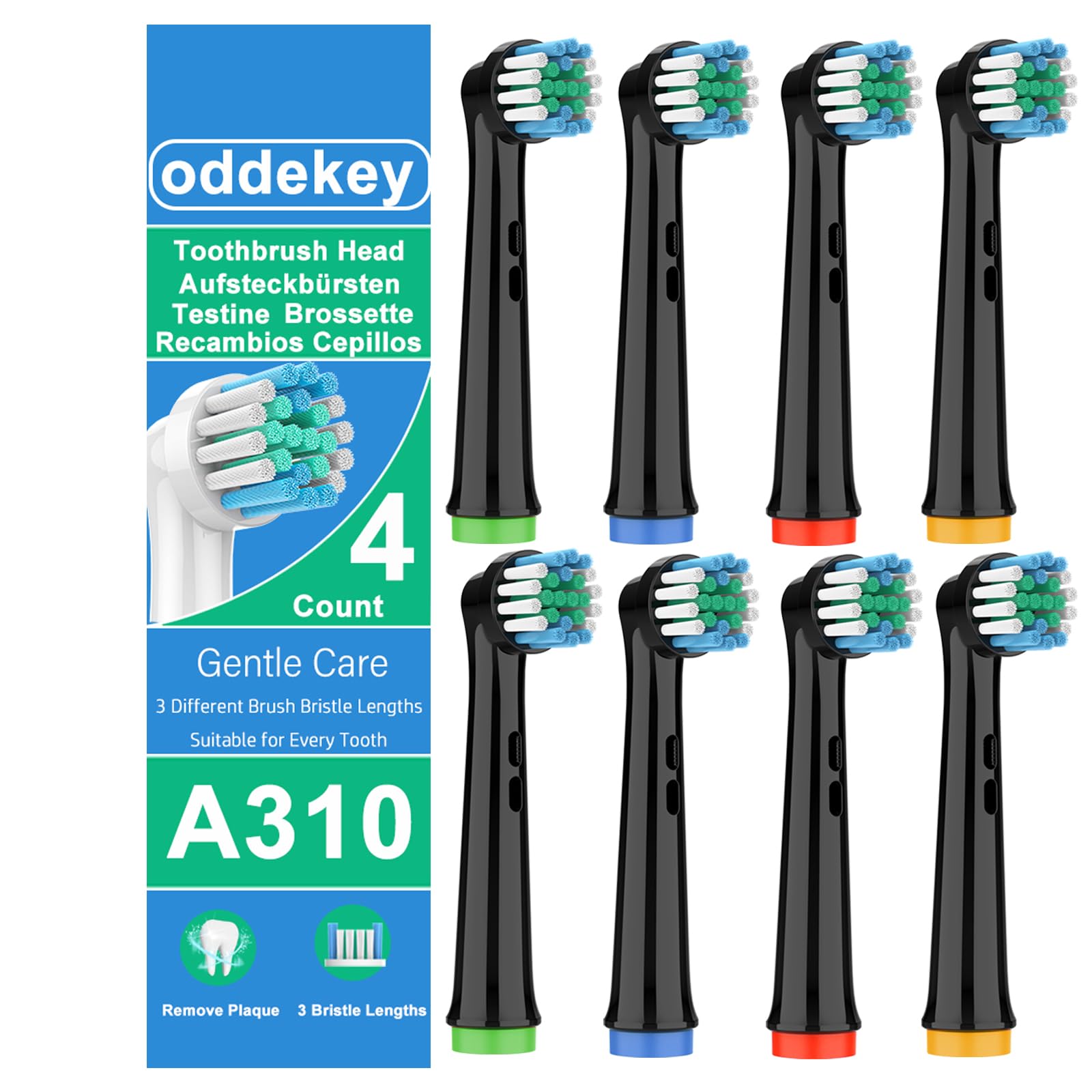 Recambios Cepillos Compatible con Braun Oral B Vitality Pro, Pro 3, Cabezales para Cepillo Electrico Oral B, Repuestos Cuidados Suaves, Pack de 8 Cabezales, Nnegro