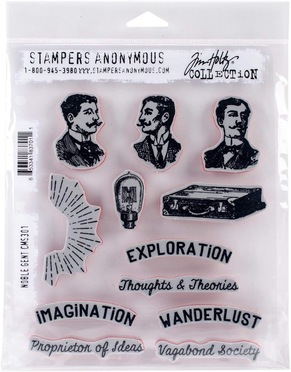 Art Gone Wild Tim Holtz Noble Gent Cling Rubber Stamp Set, Synthetic Material, Multi-Colour, 24.5 x 18 x 0.6 cm