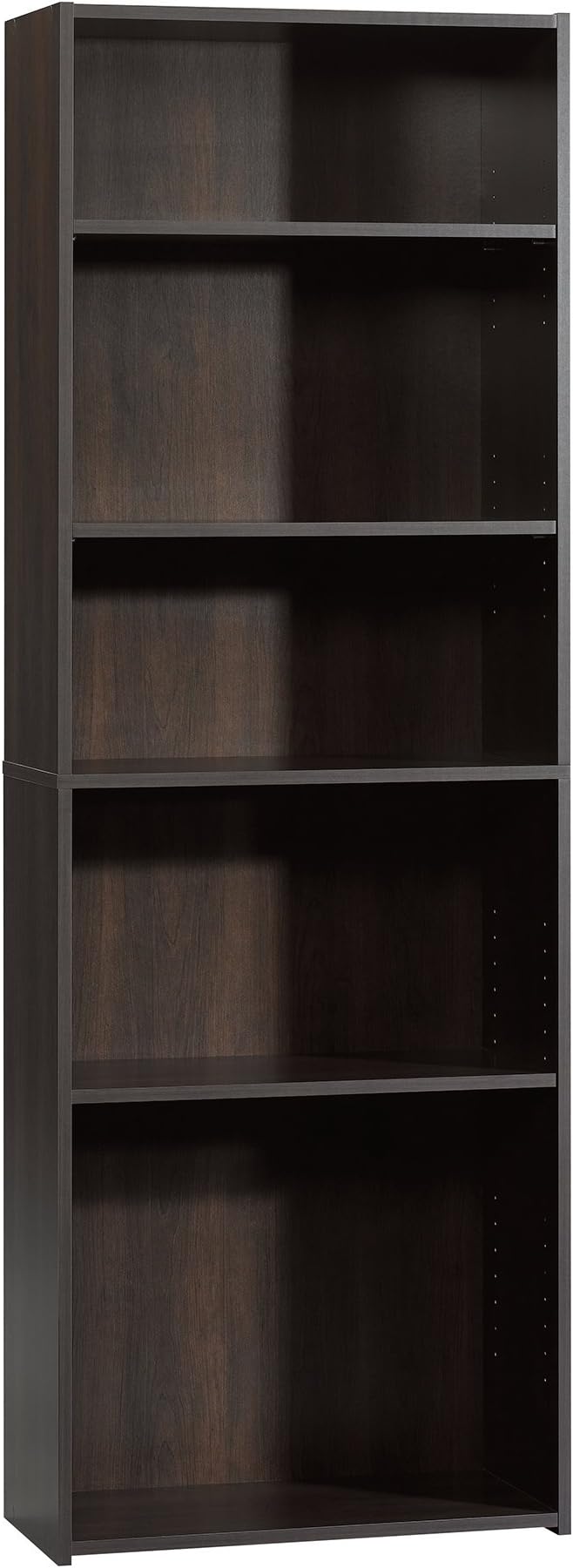 Beginnings 5-Shelf Bookcase, Bookshelf with Adjustable Storage Shelves, in Cinnamon Cherry finish