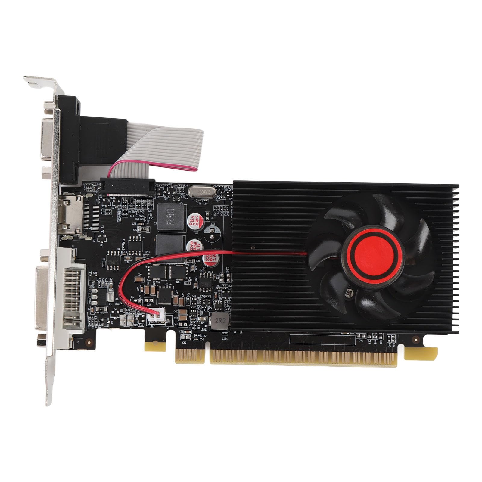 Grafikkarte 2GB DDR3 64-Bit, PCI Express 2.0 16x Desktop Computer Grafikkarte mit HDMI DVI VGA, Einzellüfter, DirectX 10.1 für Multimedia und Gaming