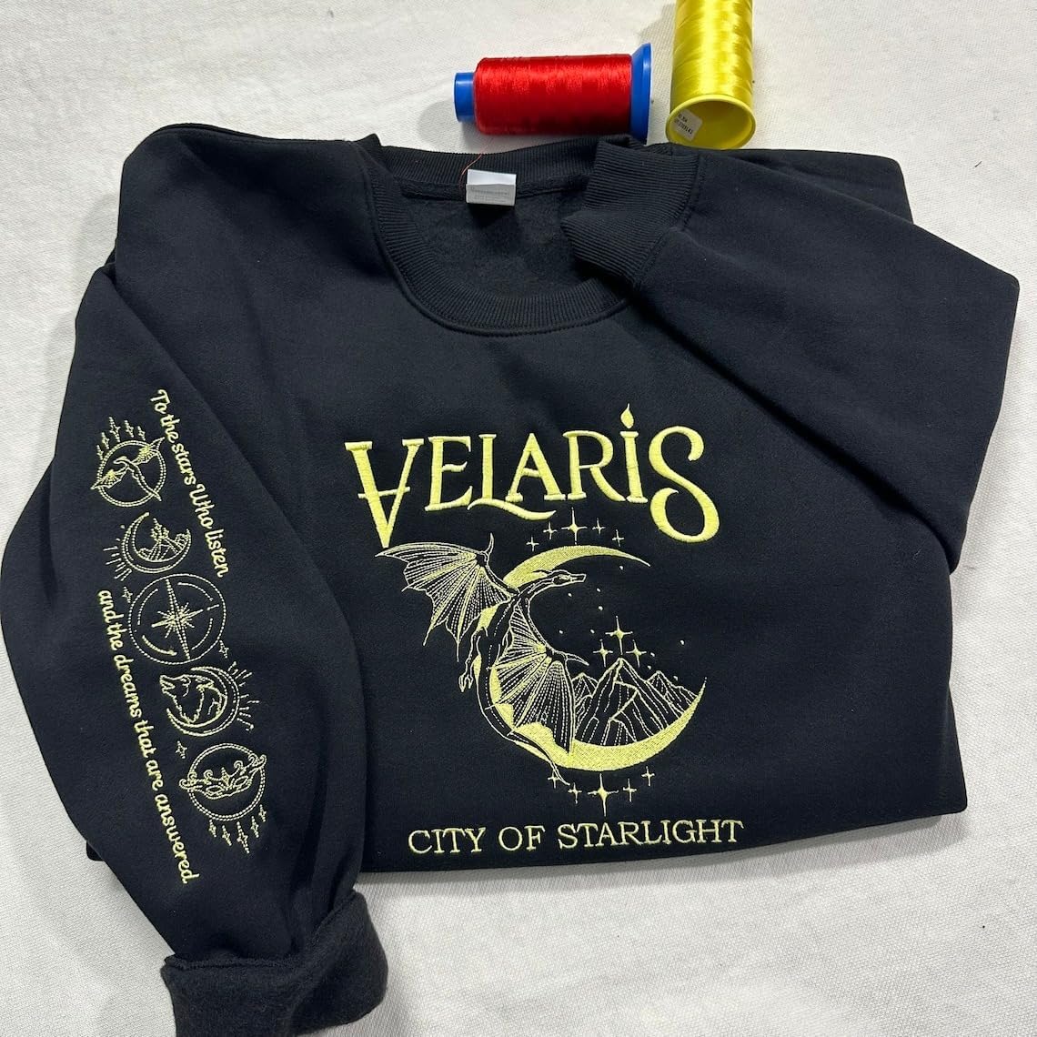 Embroidered Velaris Shirt, Velaris City Of Starlight Embroidered Sweatshirt, The Night Court, SJM sweater, City Of Starlight, ACOTAR Shirt Grey - Image 7