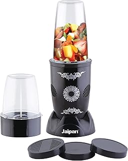 Jaipan Nutri Boost 450W Mixer Grinder Blender | Smoothie Maker & Personal Blender for Juices, Milkshakes | 2 Unbreakable Jars with Dispenser Lids | Compact Design | 1 Year Warranty | Black