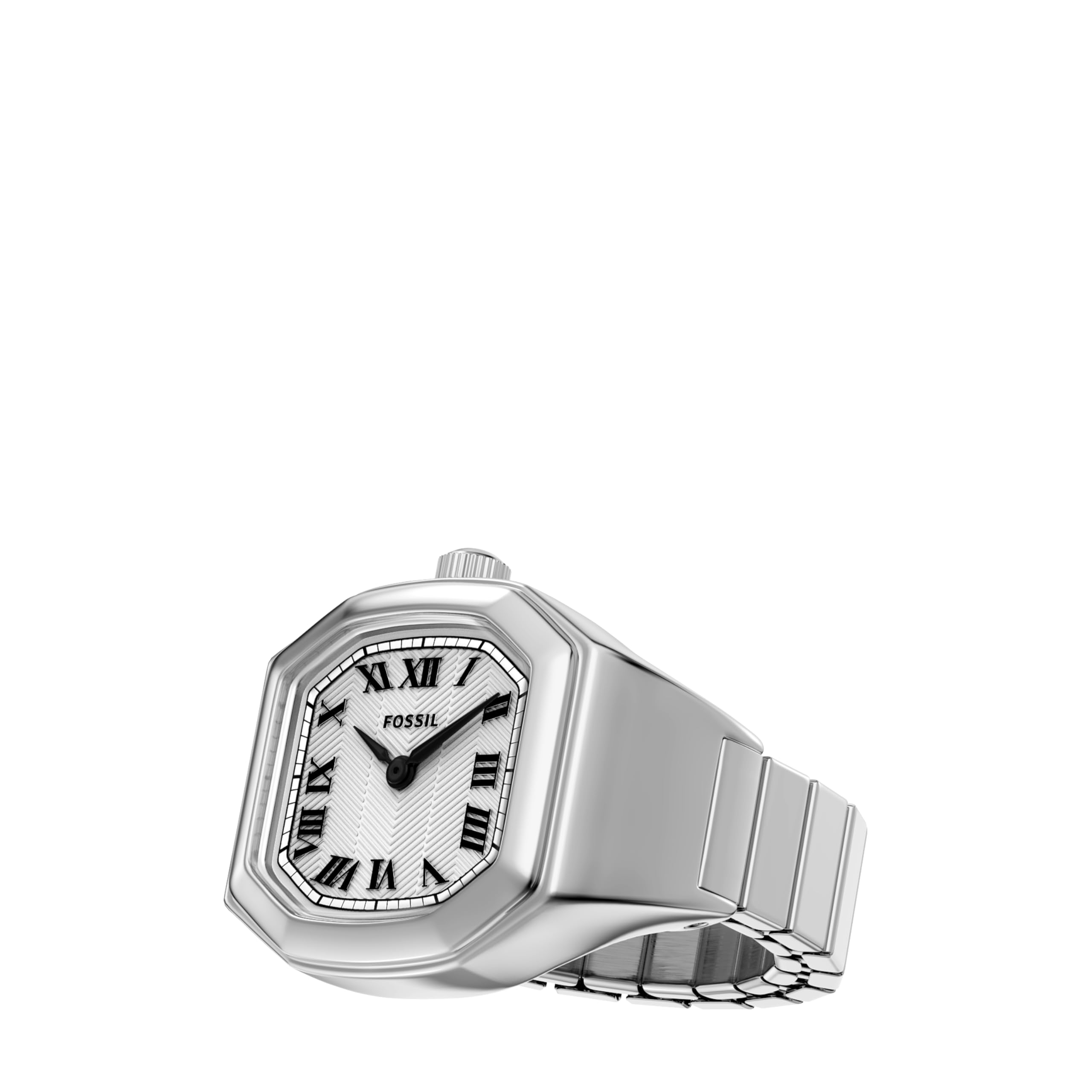 Fossil Women's Watch Ring, Quartz Stainless Steel Two-Hand Ring Watch for Women