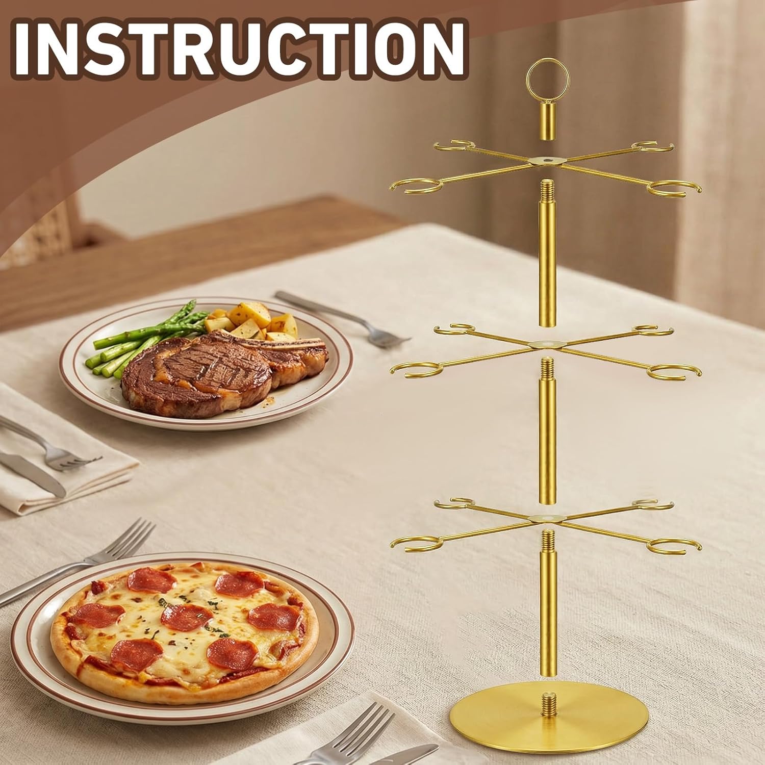 Coomin Champagne Tower Stand for Parties, Metal 12 Glasses Cocktail Tree Stand for Drinks, Drink Tower Wine Holder for Martini Margarita - Without Wine Glass