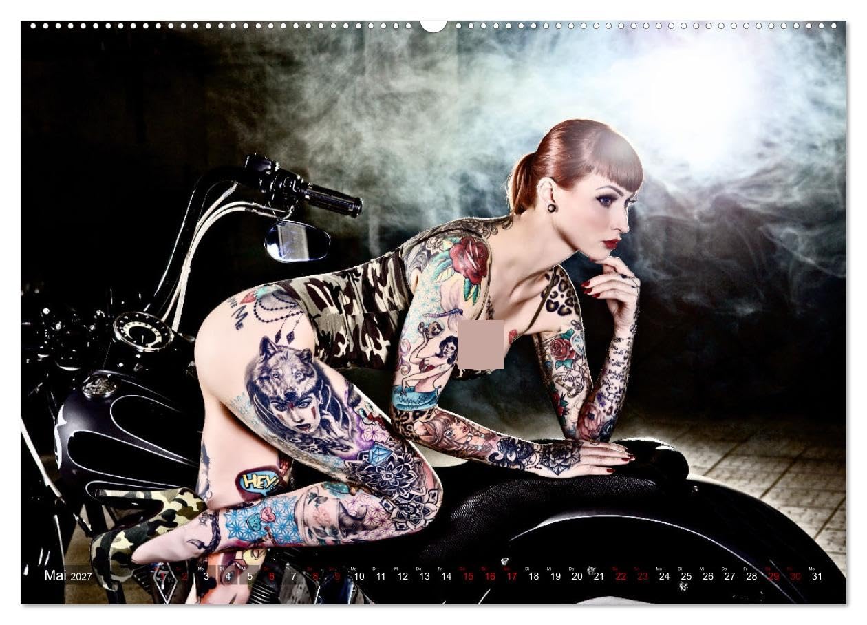 CALVENDO - Motorräder und Sexy Girls (Wandkalender 2027 DIN A2 quer), Monatskalender: Stilvoll gestaltete Bilder mit schweren Maschinen und heißen Girls