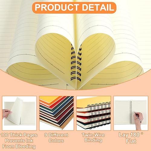 Miniatura 4 de Yahenda Cuaderno de espiral A5 a granel forrado de 8.3 x 5.5 pulgadas, papel de composición de escritura, bloc de notas pequeño para estudiantes,