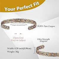 Vista 4 de Feraco Pulsera de Cobre Puro para Mujeres, Brazalete Magnético de Ultra Fuerza con Imanes de Neodimio, 99.99% Joyería de Cobre Regalo, Trenzado