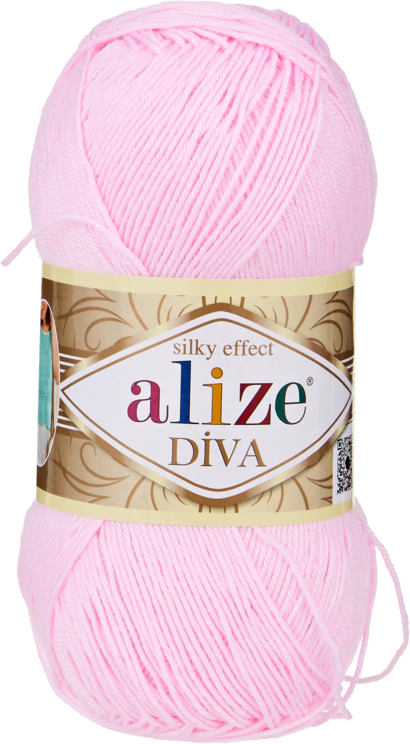 Alize Diva Silk Effect 100% Microfiber Acrylic Yarn 1 Ball skeins 100gr 383yds Color (185 - Baby Pink)