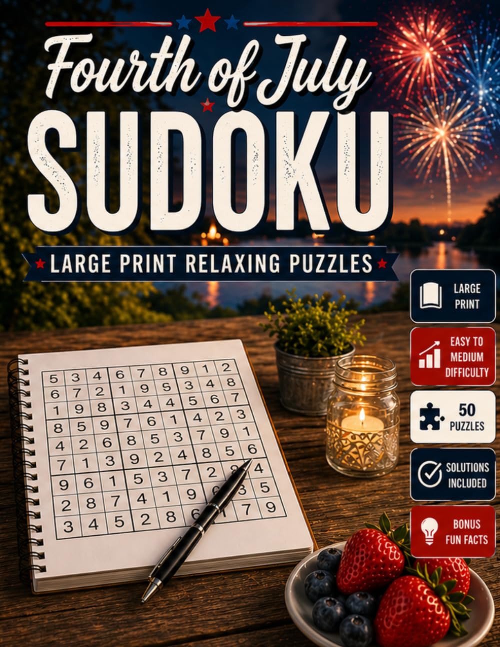 4th of July Sudoku: Large print patriotic sudoku with a festive Independence Day feel | 4th Of July Sudoku Edition (Holiday Celebration Sudoku Series)