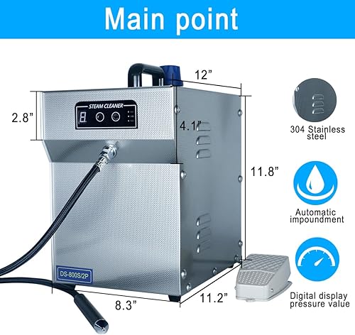 Miniatura 3 de Limpiador de vapor profesional de joyería de 1300 W, máquina de limpieza de joyas de acero inoxidable de 2 L para plata y oro, máquina de vapor de