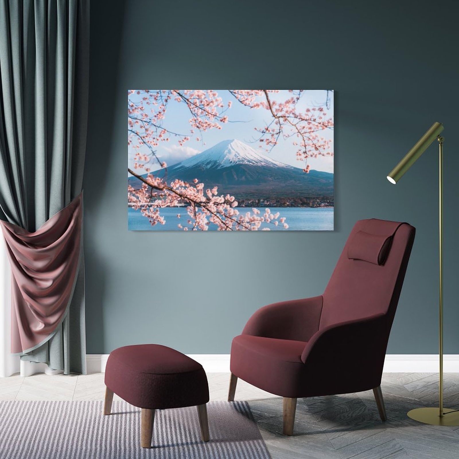 Amazon.co.jp: 絵画 富士山を背景にした桜インテリア 絵画 魅惑的な 