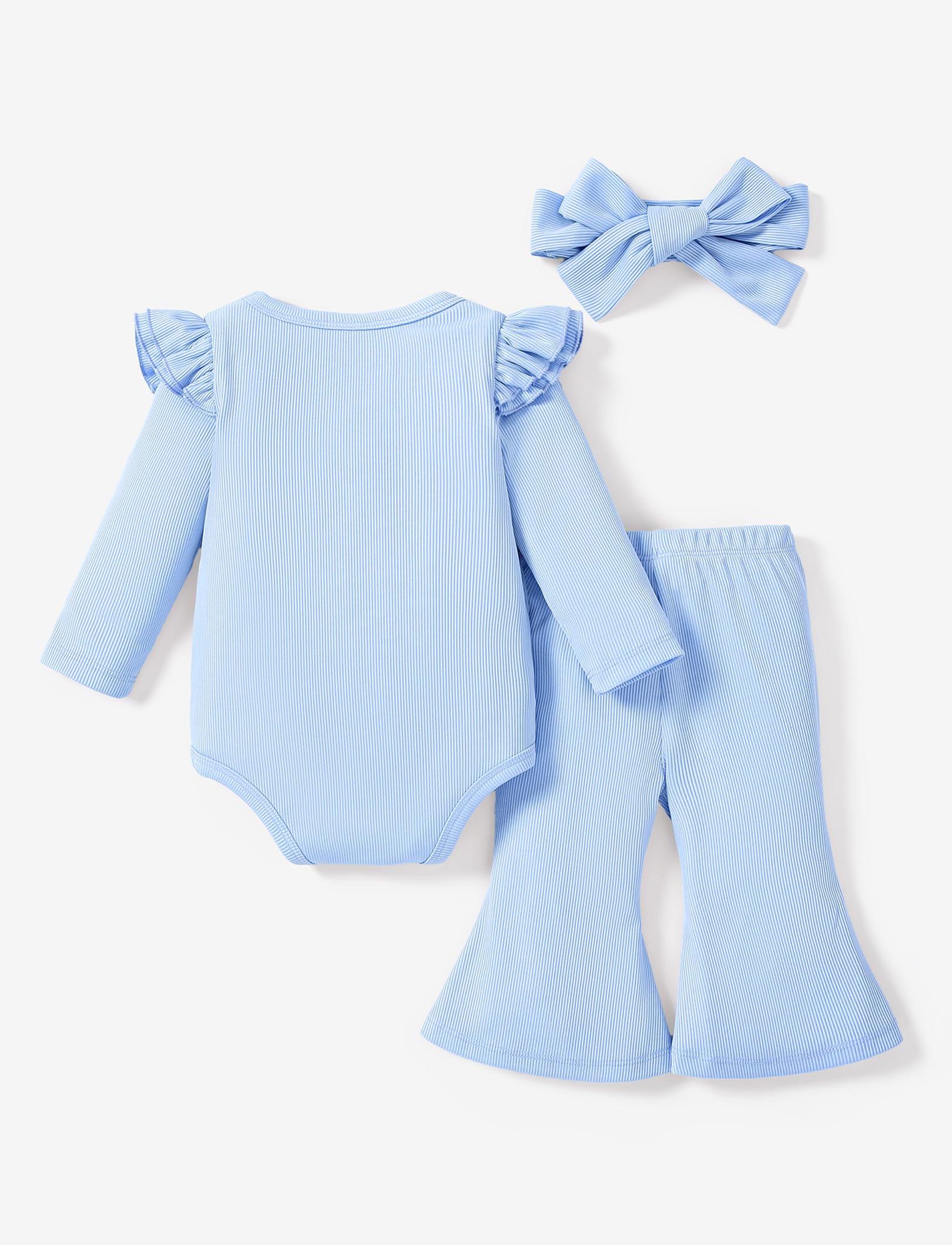 PATPAT Vestiti Neonato Femmina - Body Manica Lunga Neonato + Pantaloni Svasati + Fascia per Capelli, Body Neonata, Tuta Bambino, Regalo per Neonata Femmina, Neonata Femmina 0-18 mesi