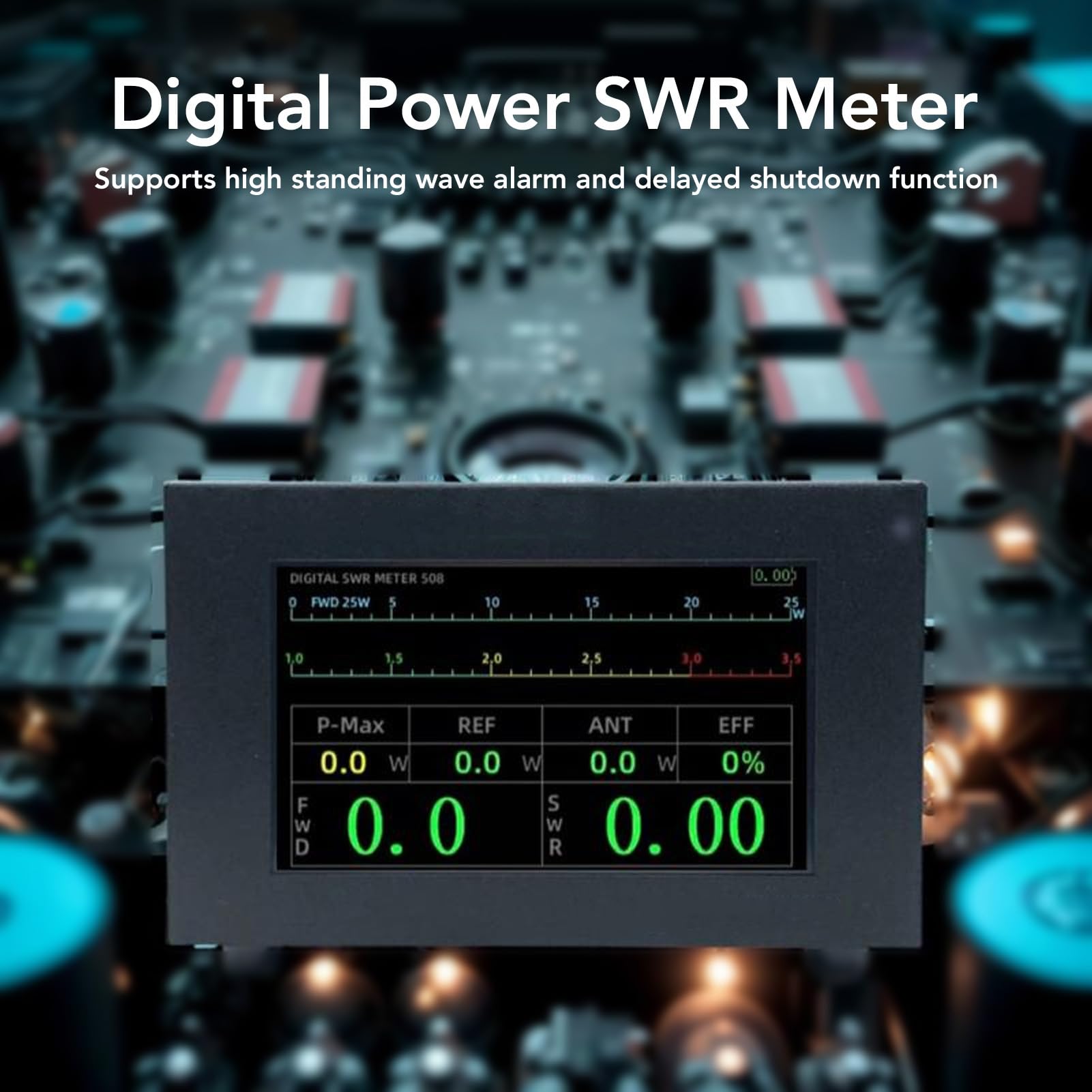 Medidor de Onda Estacionaria, Medidor de Potencia SWR Digital con Pantalla Táctil IPS de 1,8-54 MHz para Medición de Señal
