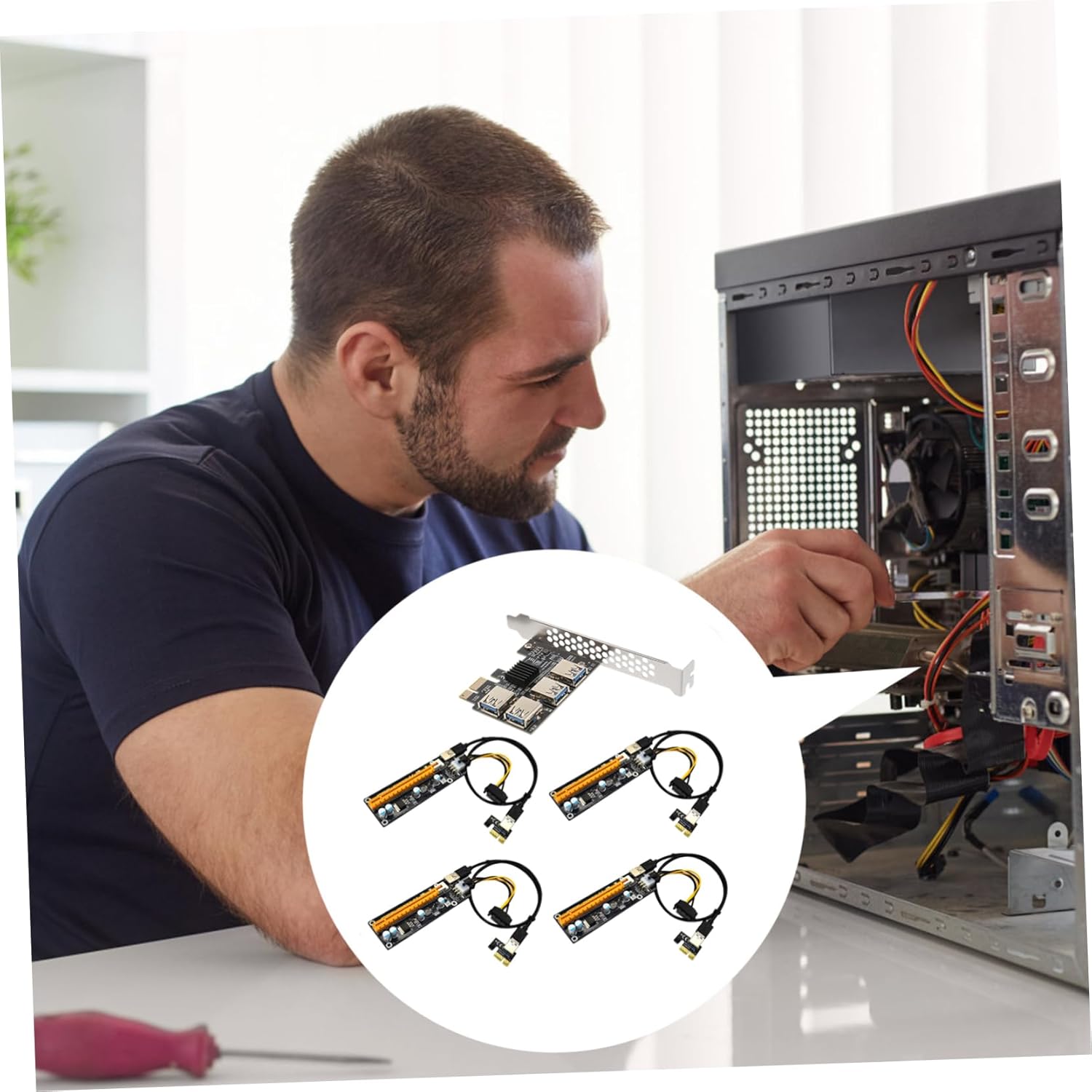 PCI-E 1 to 4 Adapter Card USB 3.0 PCIe Riser Extender for Computer Accessories High-Speed PCI-E Card Adapter for Gaming and Mining