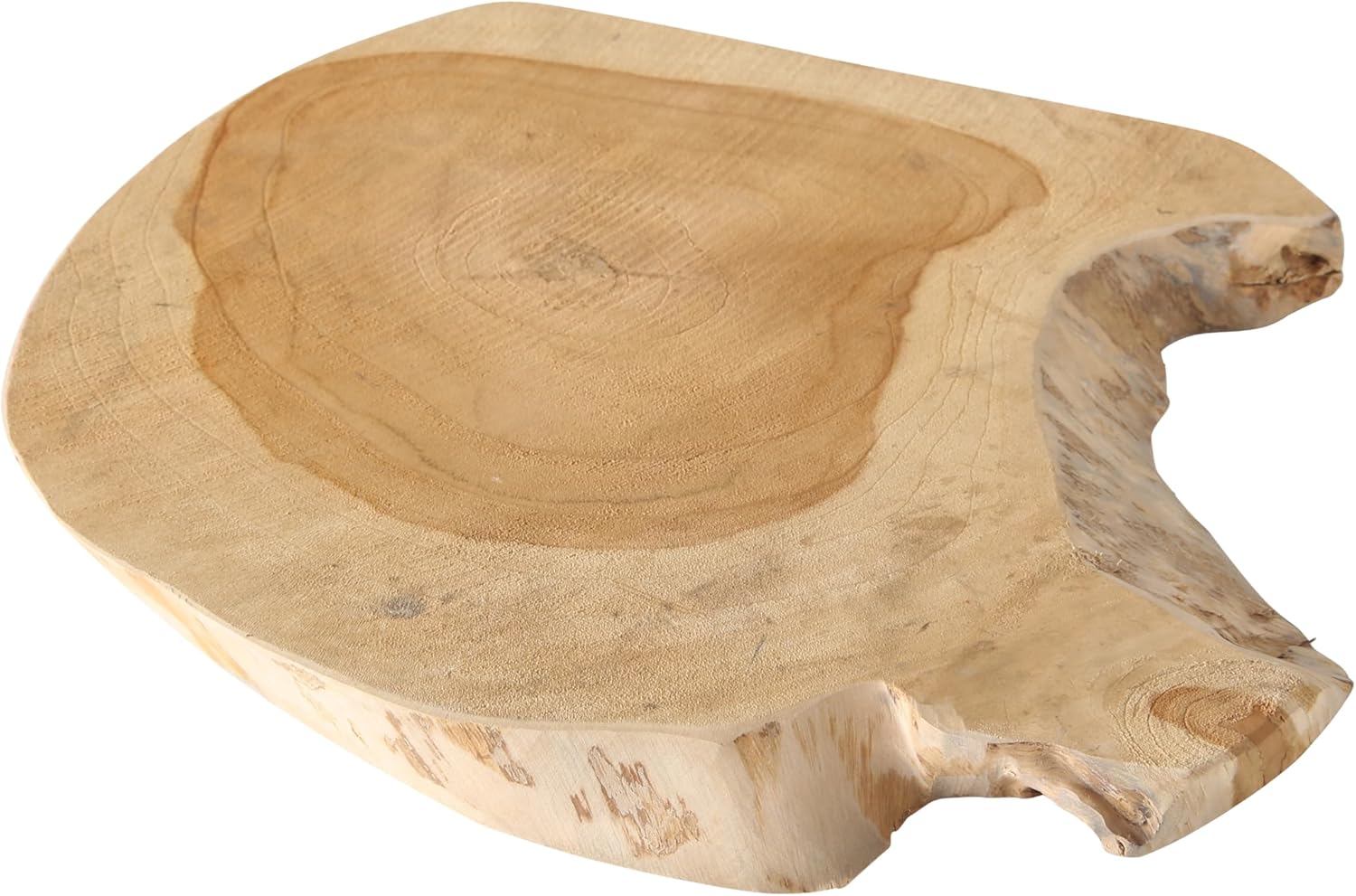 Naturally Modern Teak Wood Slice, Board, Plate, Root, Hand Crafted, Size, 12 1/2 Inches, Warm Brown, Grainy Knotted, Decorative, Varied Shapes, from Our Made By Nature Collection