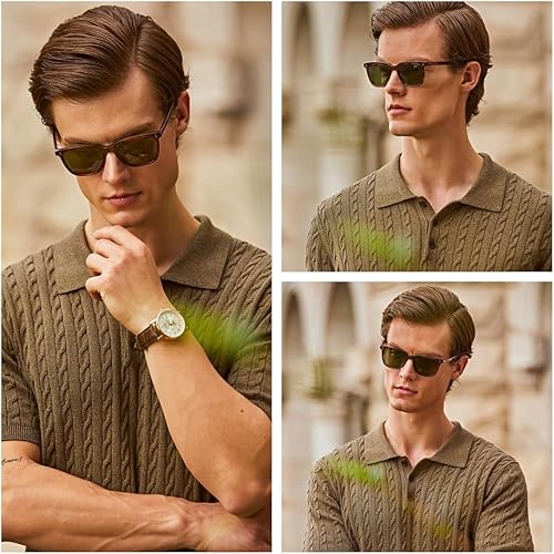 Vista 3 de CARFIA Gafas de sol polarizadas de acetato para hombre, protección UV400, clásicas, retro, cuadradas, gafas de conducción