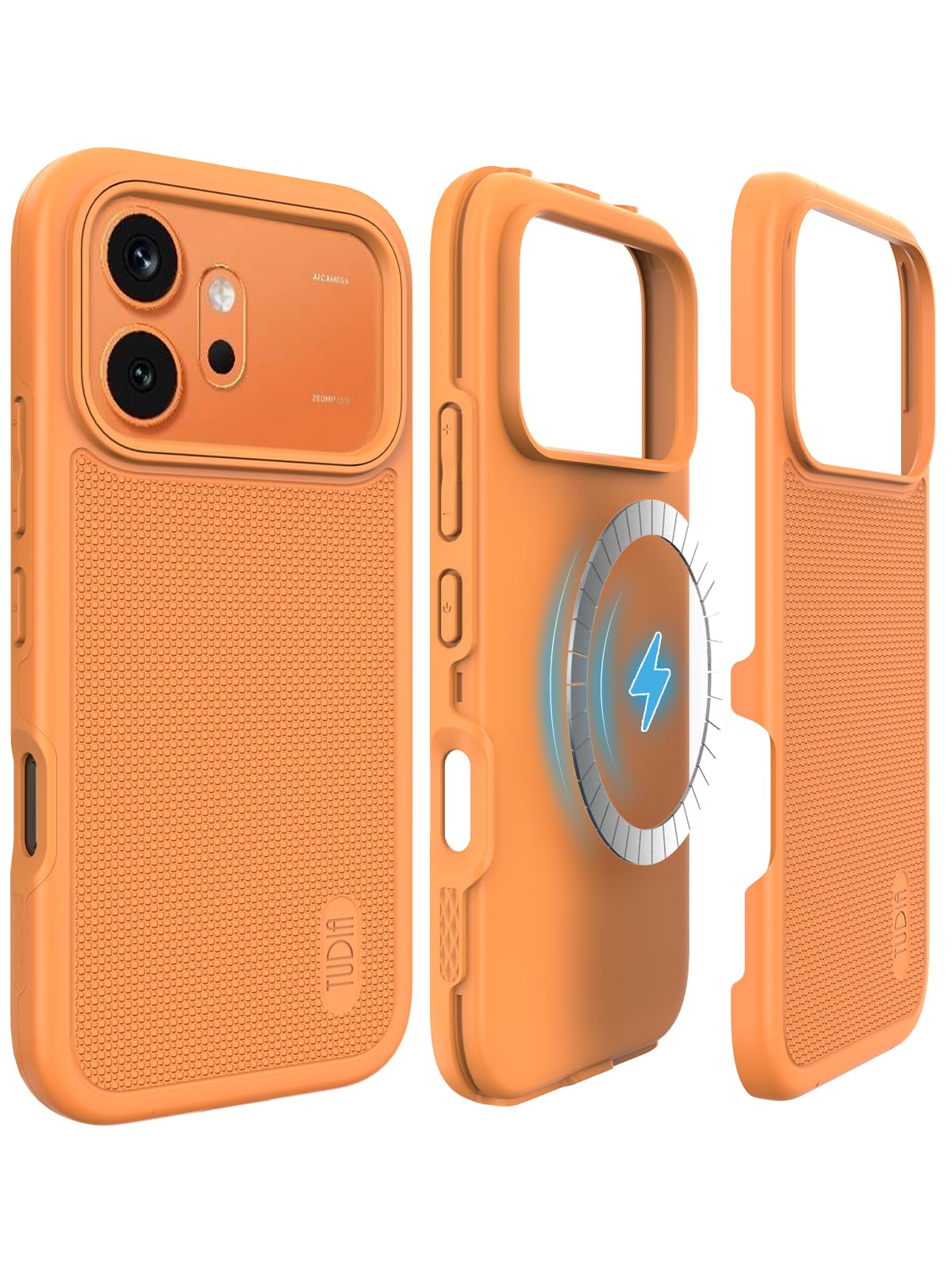 TUDIA MergeGrip Designed for Honor 600/600 Pro Case (2026), [Military Grade Drop Tested] Dual Layer Slim Rugged Heavy Duty Shockproof Protective Phone Cover (Orange, MagSafe Compatible)