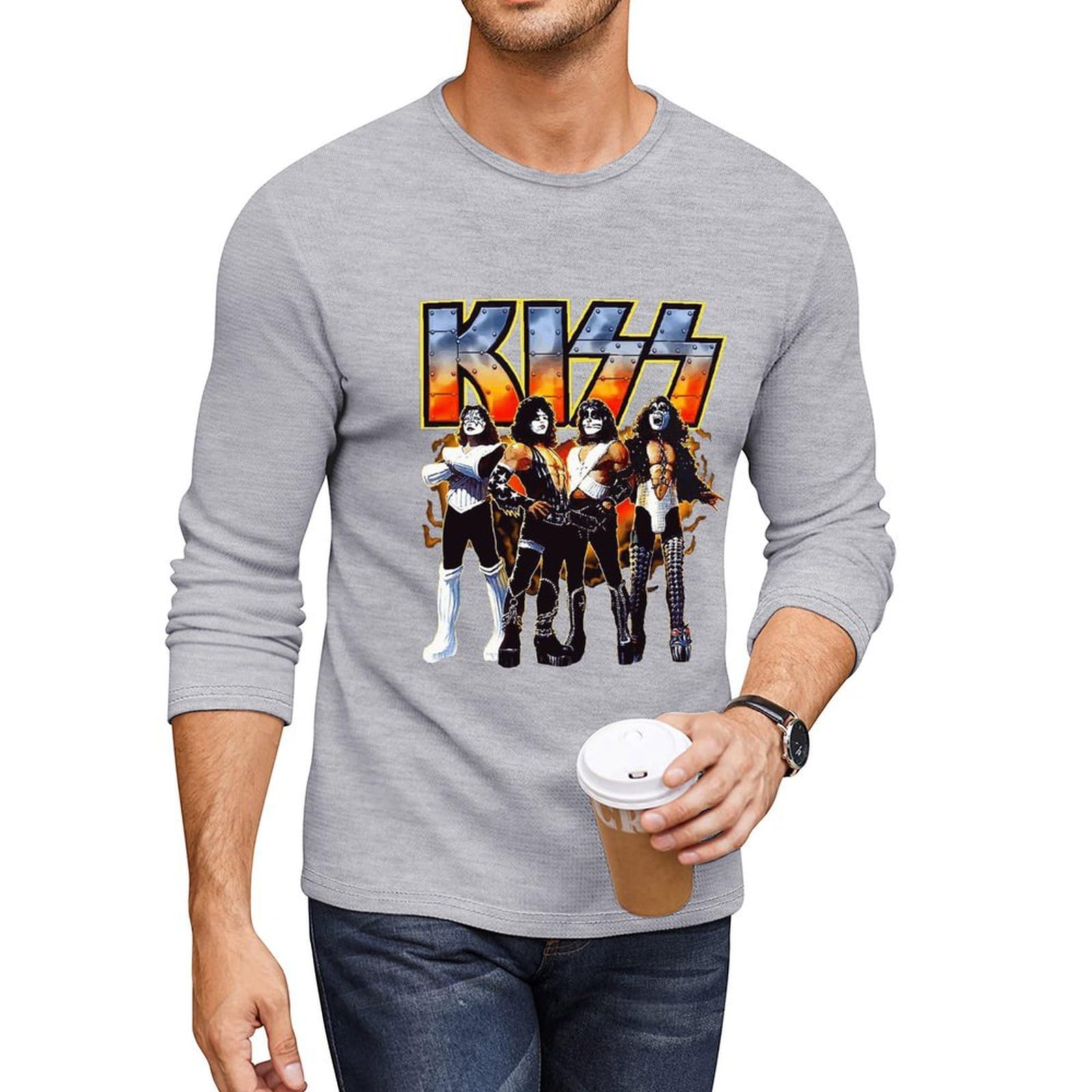 Amazon.co.jp: Tシャツ 長袖 キッス KISS キス 丸首 綿100% ロング