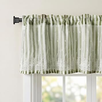 WOSIBO 2 Pack Textured Striped Window Valances Farmhouse Design Burlap Window Treatment Decor Curtains Light Filtering Rod Pocket Valance for Living Room 16" x 56" Lace
