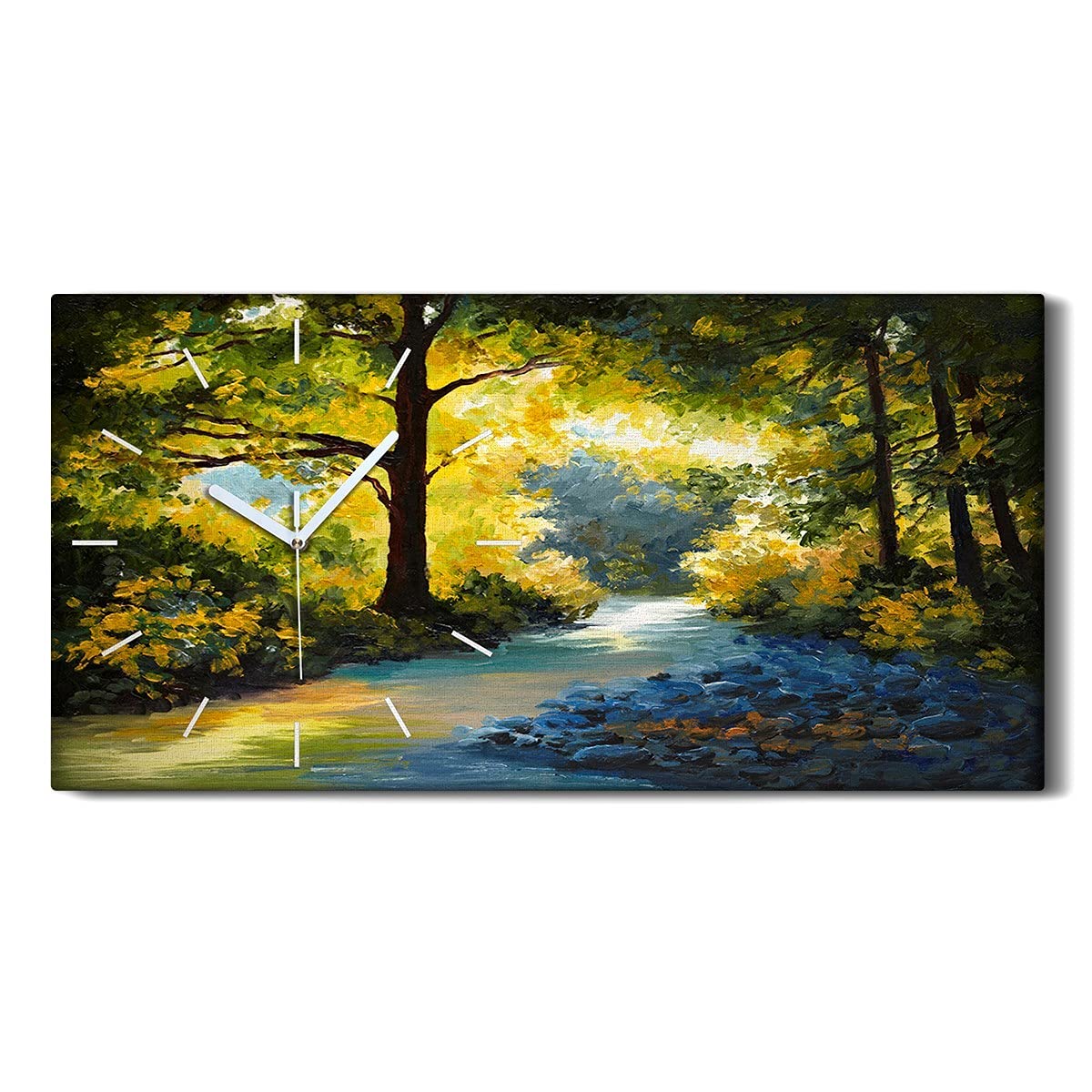 Horloge sur toile décorative 60x30 cm peinture à l'huile d'arbres