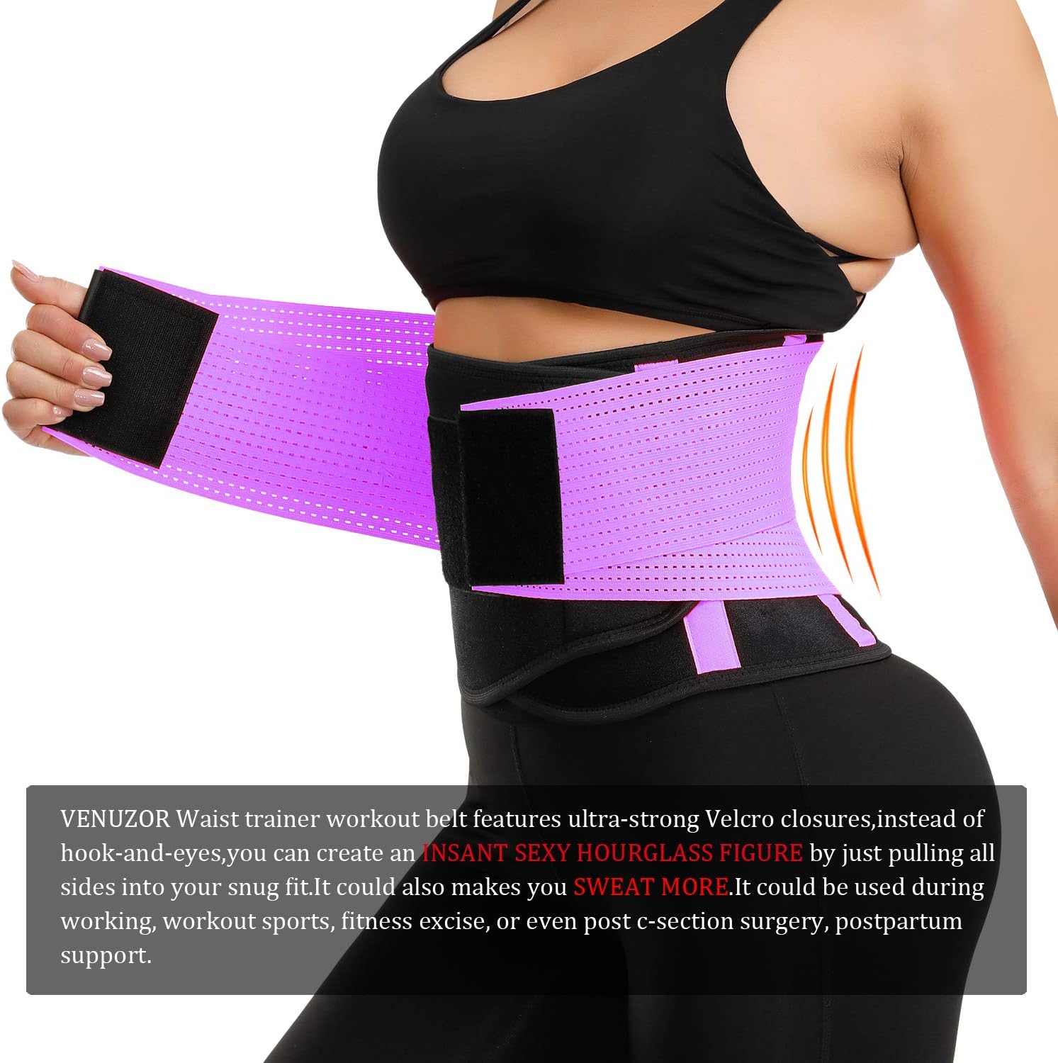 VENUZOR Waist Trainer Belt for Women - Waist Cincher Trimmer - Slimming Body Shaper Belt - Sport Girdle Belt (UP Graded) - Image 4
