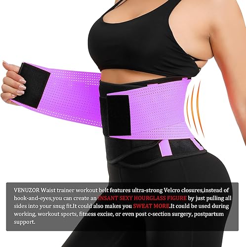 Vista 17 de VENUZOR Cinturón de entrenamiento de cintura para mujer – Faja reductora de cintura – Cinturón adelgazante – Cinturón deportivo (grado UP)