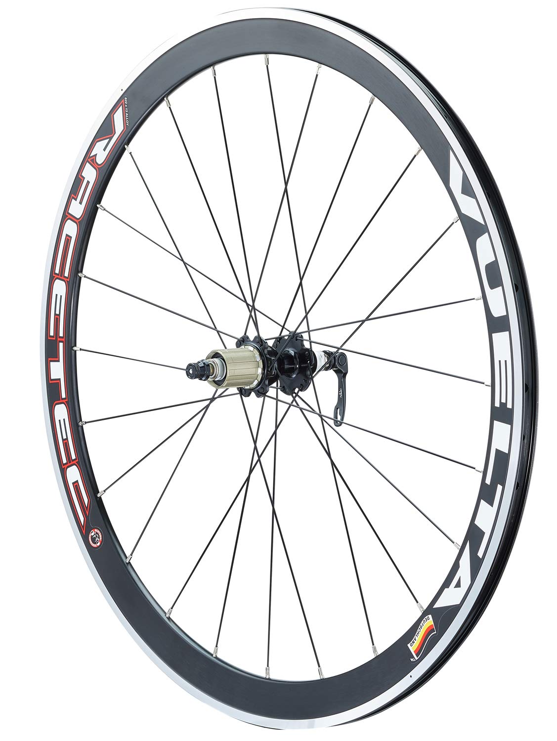 Vuelta Rennrad Laufradsatz 28Zoll inkl. JoyTech Nabe - Made in Germany - QR Vorder-&Hinterrad 28Zoll Felgenbremse/V-Brakes Schwarz,622x13c RACETEC Hohlkammerfelge - 1,89kg Rennrad Felgen Set 28Zoll
