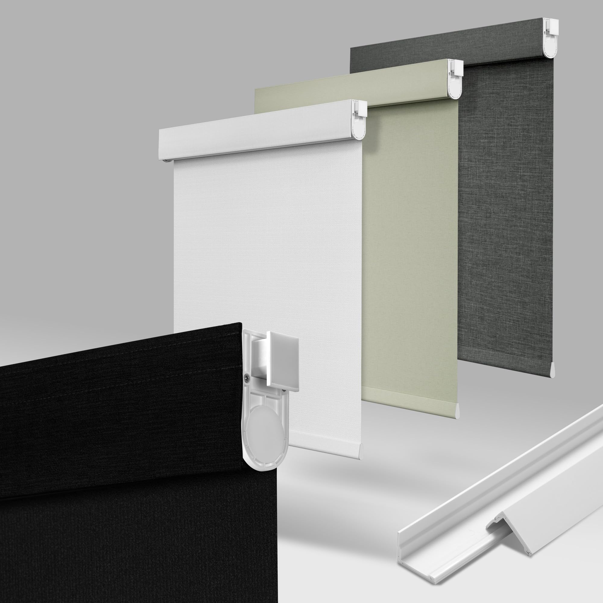 MoDanCeQ No Drill No Tools Blackout Roller Shades for Windows, Cordless Blinds with Linen Fabric-Matched, Custom Roller Blinds for Home Office Door,