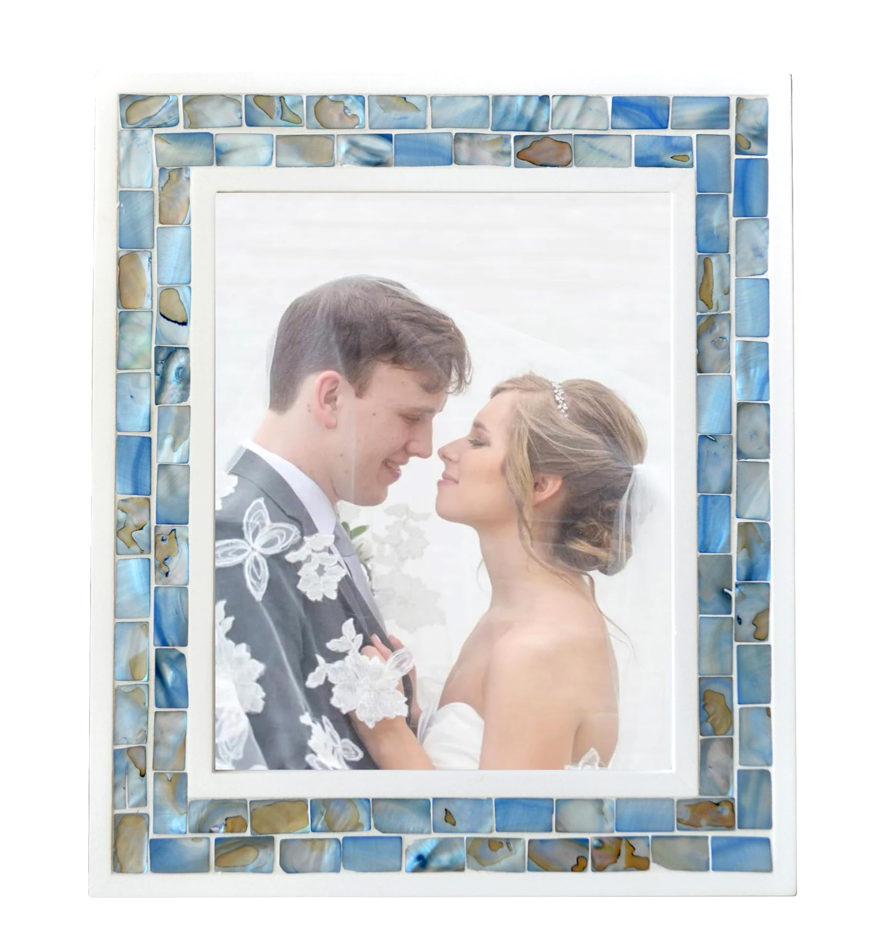 Cadre photo en nacre 20x25 cm artisanat élégant pour table et mur