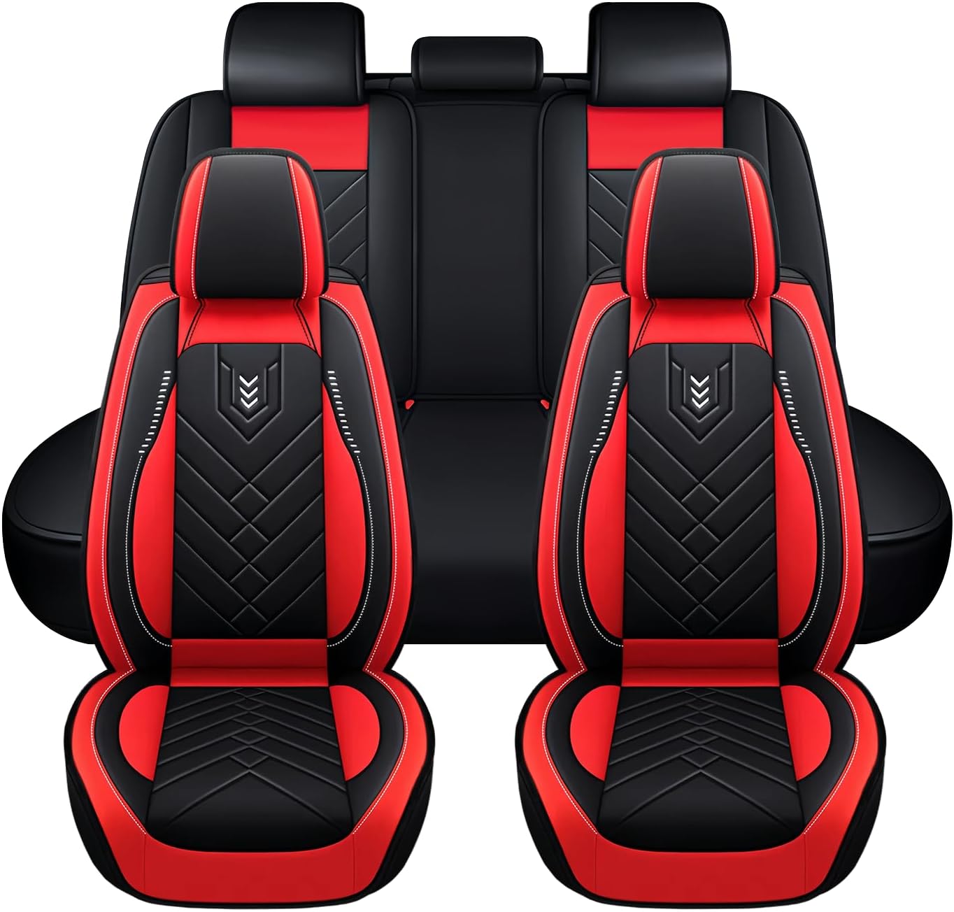 Seat Covers for Ford F150 2003-2025 | Car Seat Automotive Seat Protector | Seat Cover Compatible Airbag (Full Set, Black Red)