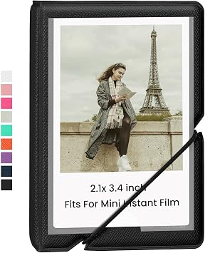 Lifting Mini Photo Album with 28 Pocket 2x3 Inch Pictures Fits for Fujifilm Instax Mini 7s 8 9 11 25 26 40 50s 90 Evo Z2300 Instant Camera, Polaroid Snap,Kpop Photocard Holder Ink Black
