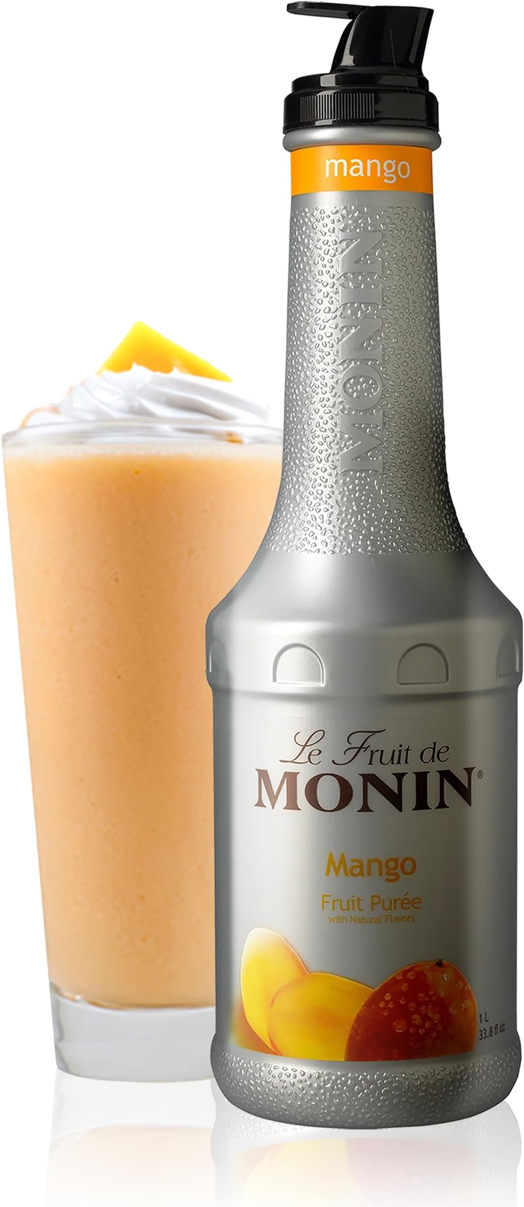 Mango Purée, Tropical and Sweet Mango Flavor, Natural Flavors, Great for Teas, Lemonades, Smoothies, and Cocktails, Non-GMO, Vegan, Gluten-Free (1 Liter)