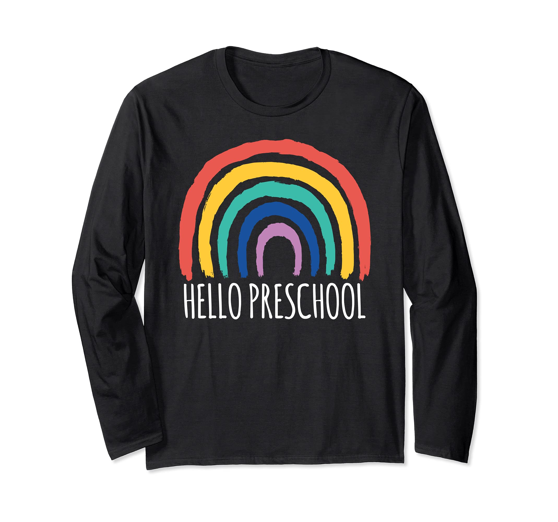 HELLO PRESCHOOL Goodbye School Teacher Pre-K Student Kids Long Sleeve T-Shirt, Black