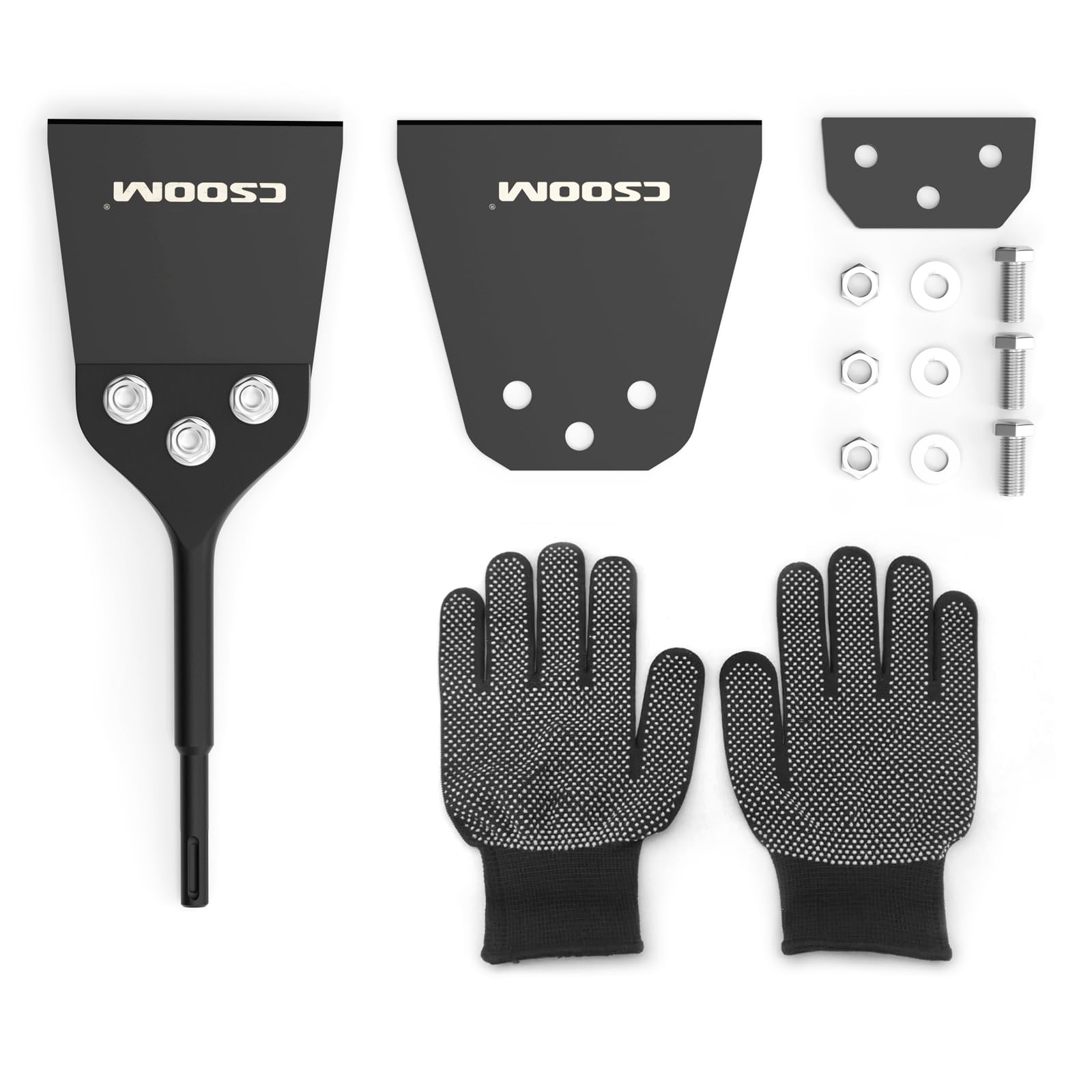 CSOOM Kit raschietto SDS-Plus largo 10,2 cm con bulloni e dadi di ricambio, raschietto adatto per martelli rotanti SDS-Plus e trapani a percussioni, raschietto in vinile Thinset per rimozione adesivi