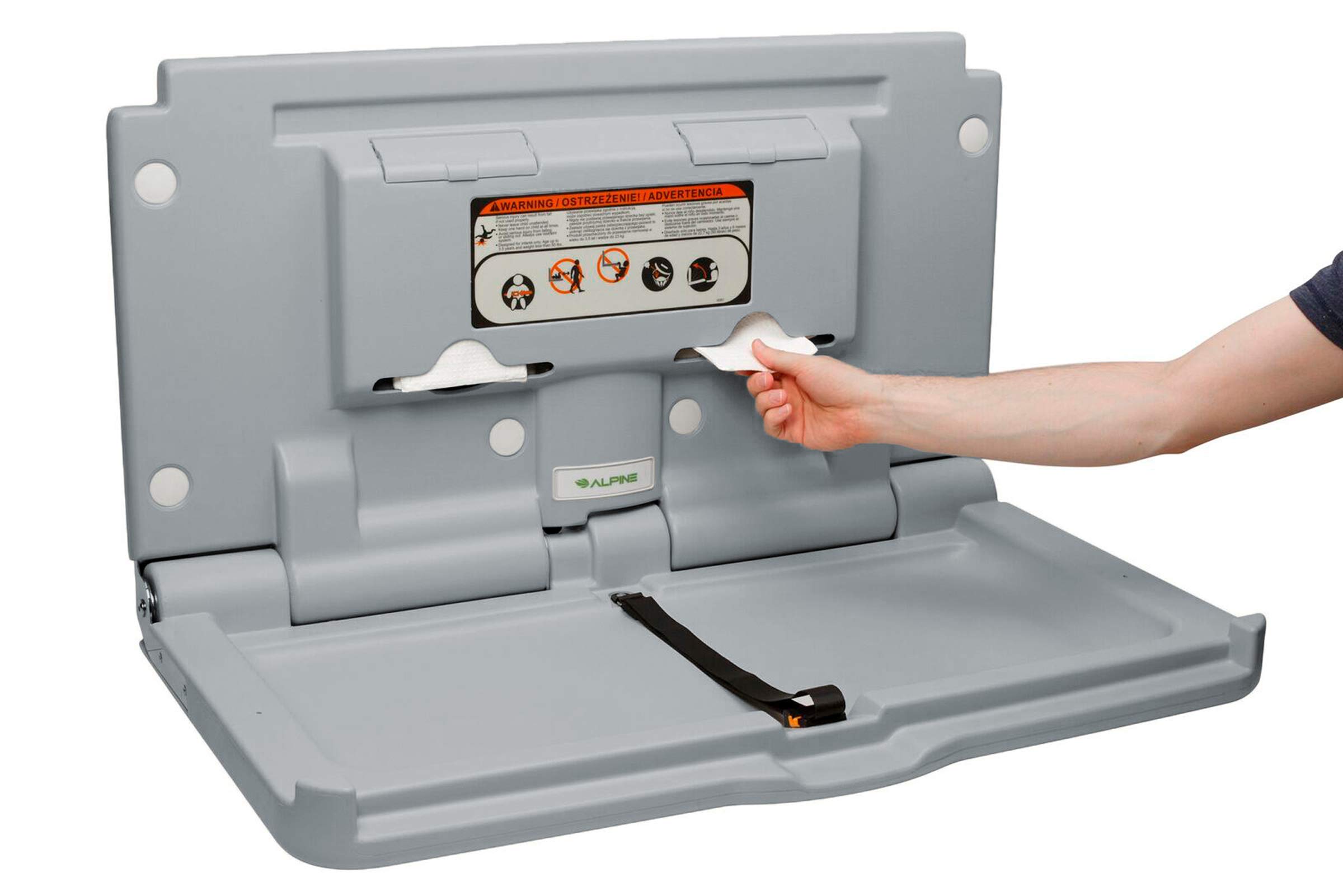 Alpine Industries Wall Mounted Baby Changing Station Horizontal Fold