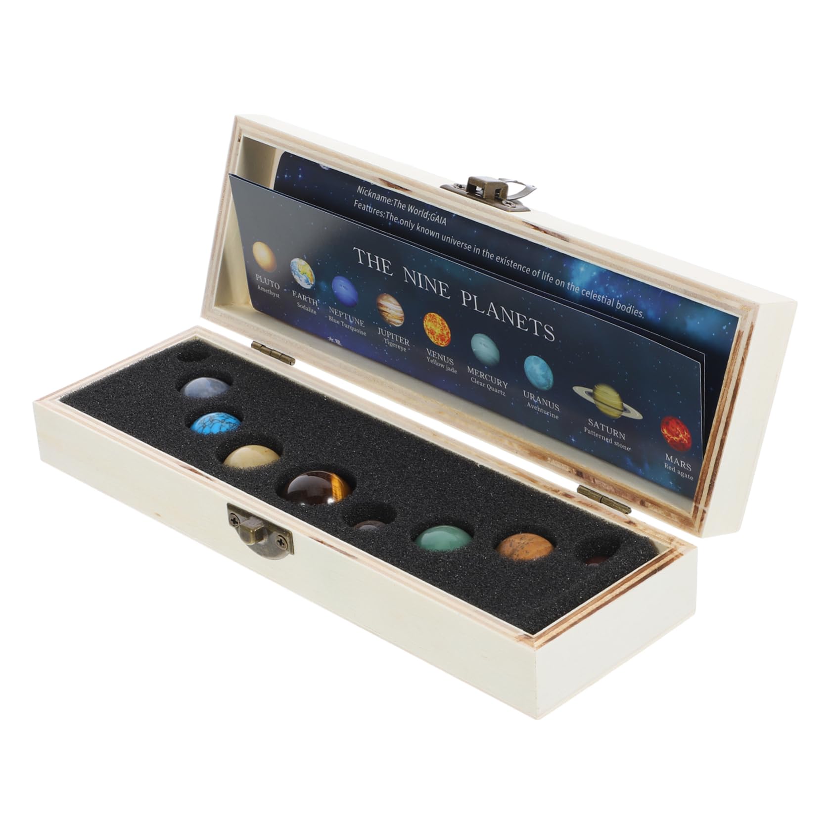 SOESFOUFU 1 Set Solar System Crystal Nine Planets Ornament Desk Decorations Nine Planets Statues Wooden Stand Display Home Solar System Decoration Mineral Planet Ornaments Gem Sample