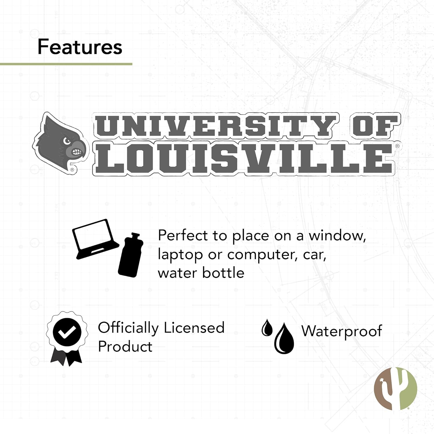 Desert Cactus University of Louisville Sticker U of L Cards Cardinals Name Logo Vinyl Decal Laptop Water Bottle Car Scrapbook (8 Inch Sticker) image 4 of 6 B091V2YR1B