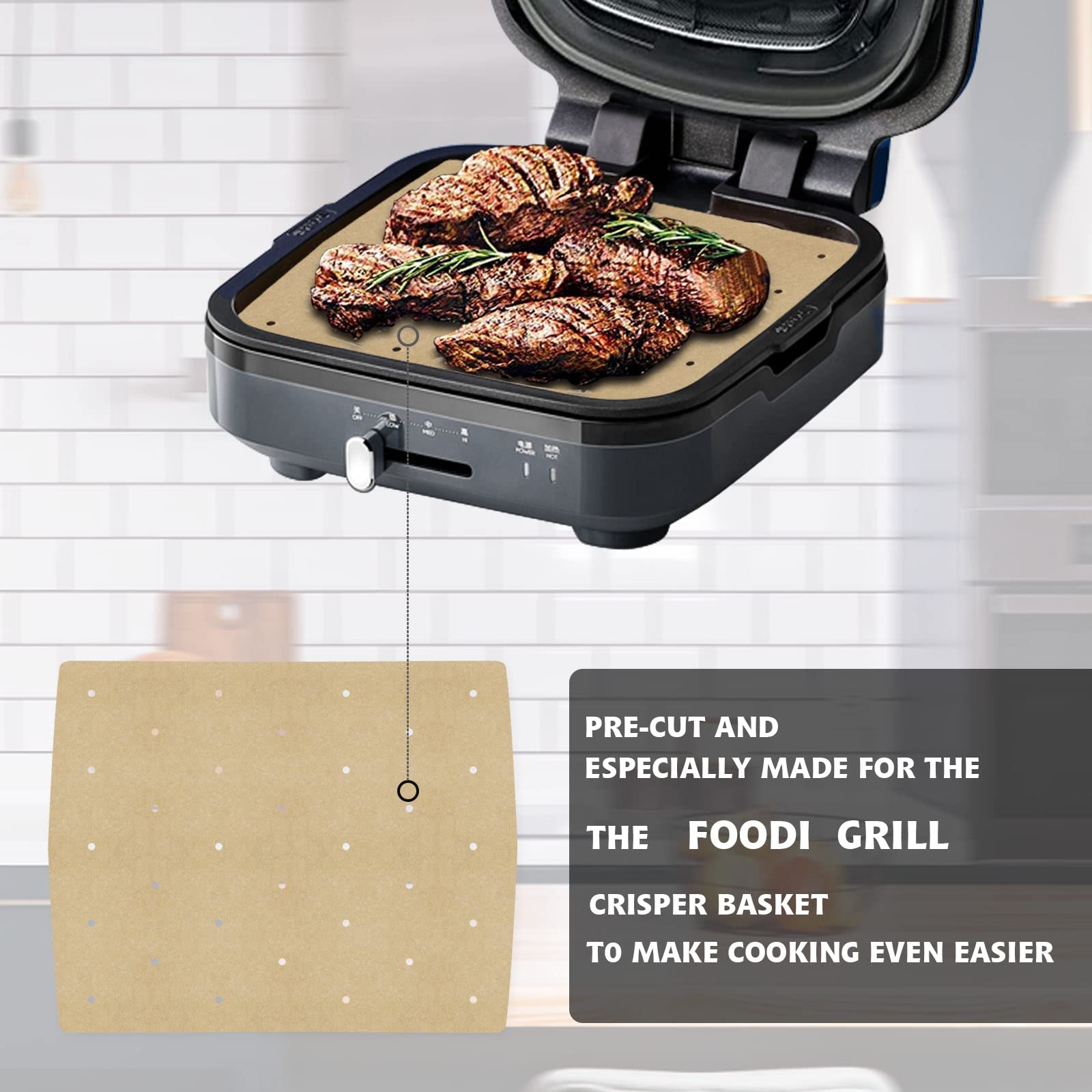 Unbleached Air Fryer Parchment Paper, 100 PCS Perforated Disposable Air Fryer