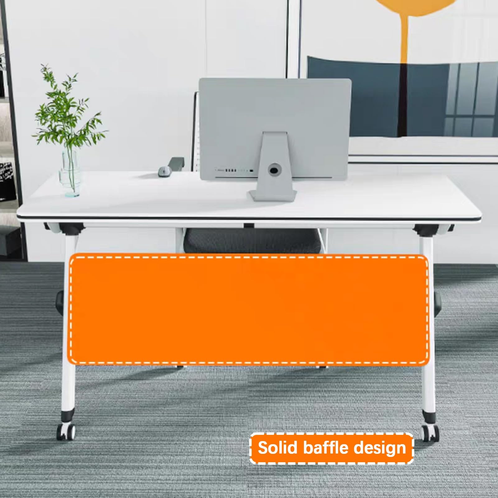 Tragbarer, Faltbarer Konferenztisch mit Feststellbaren Rollen – Multifunktionaler Rechteckiger Schreibtisch für Büro, Besprechungen und Veranstaltungen – Grün, 140 X 50 X 75 cm, Platzsparend