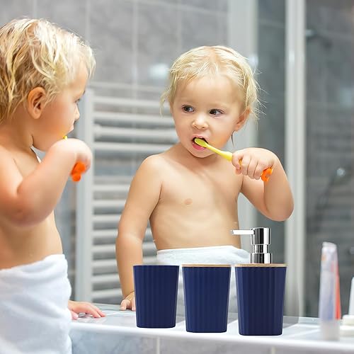 Miniatura 3 de XLHOMO Juego de accesorios de baño azul marino completo con basura, soporte para cepillo de dientes, vaso para cepillo de dientes, dispensador de