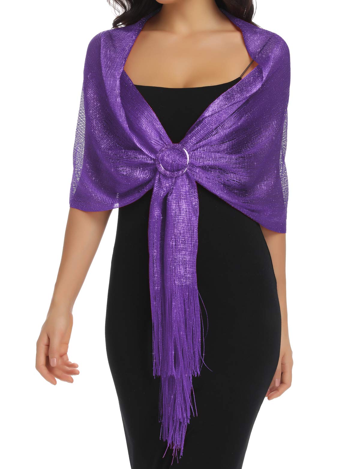 RheaneSparkling Metallic Shawls and Wraps with Buckle for Evening Party Dresses Wedding Party