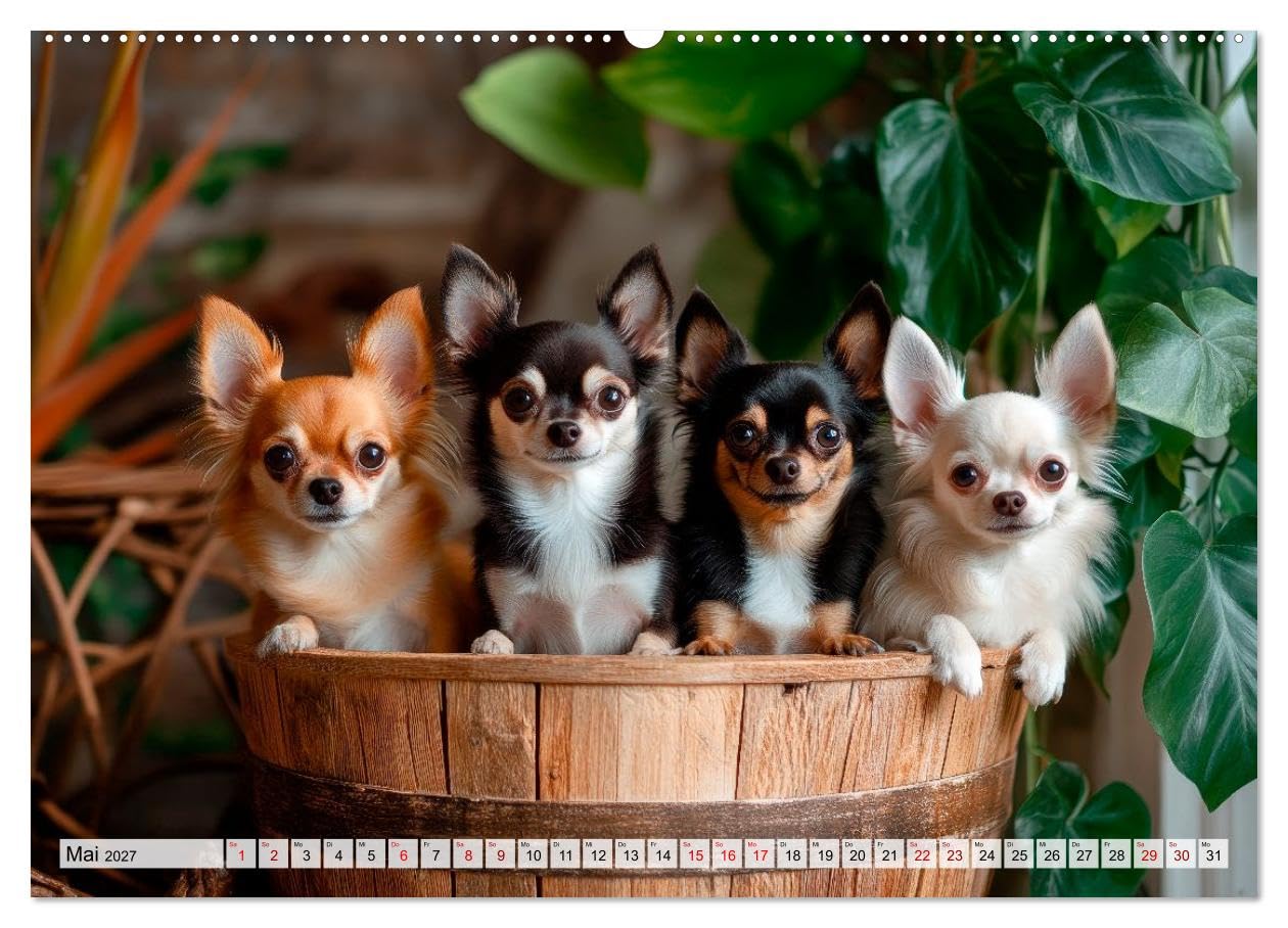 Niedliche Chihuahuas (hochwertiger Premium Wandkalender 2027 DIN A2 quer), Kunstdruck in Hochglanz: Alltagsabenteuer kleiner Helden (CALVENDO Tiere)