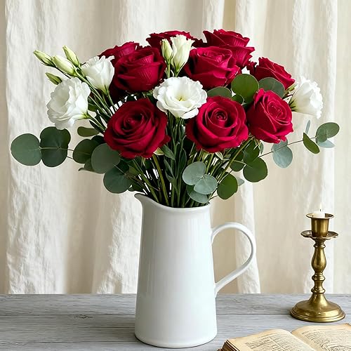 Miniatura 8 de 100 rosas artificiales rojas a granel, ramo de rosas artificiales de seda de terciopelo con tallos para decoración de bodas, flores falsas en