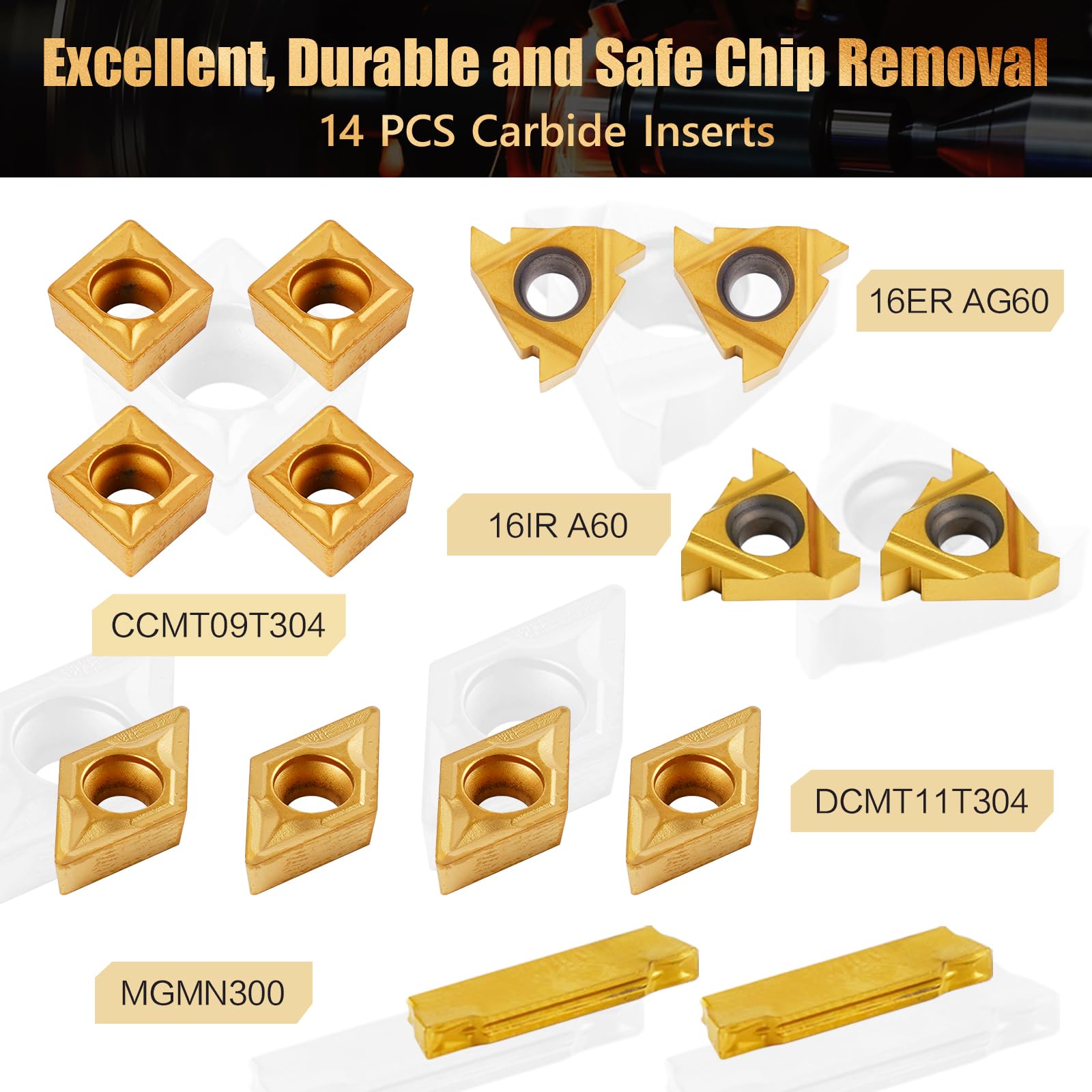Indexable Lathe Turning Tool 21Pcs Kit 5/8" (16mm) Shank for Metal — Amazon image 3