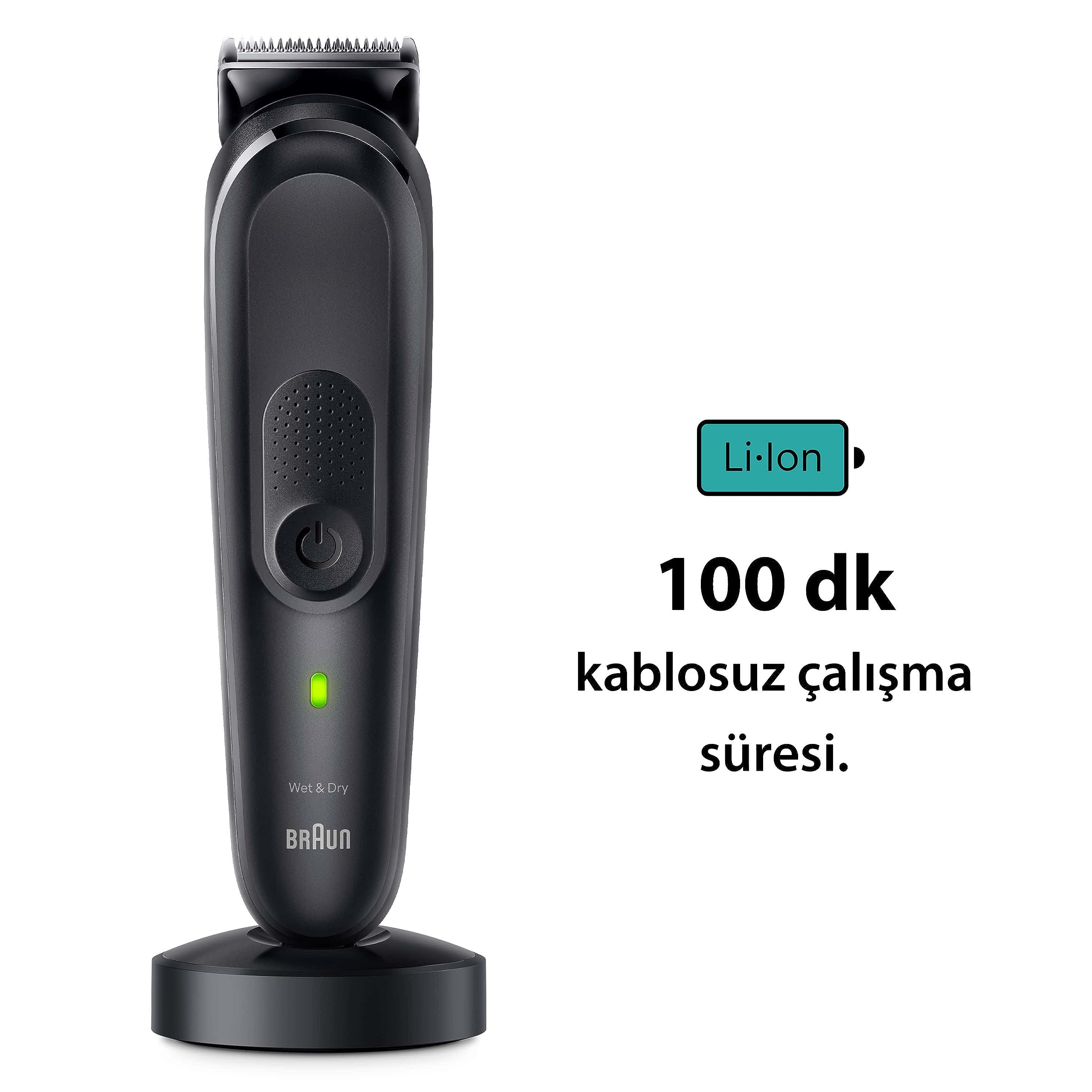 Braun Todo en uno Serie 7 MGK7470, 16 en 1, cuidado diario para hombres, recortar la barba y el cabello, afeitado, depilación de orejas y nariz y más, base de carga y funda, impermeable
