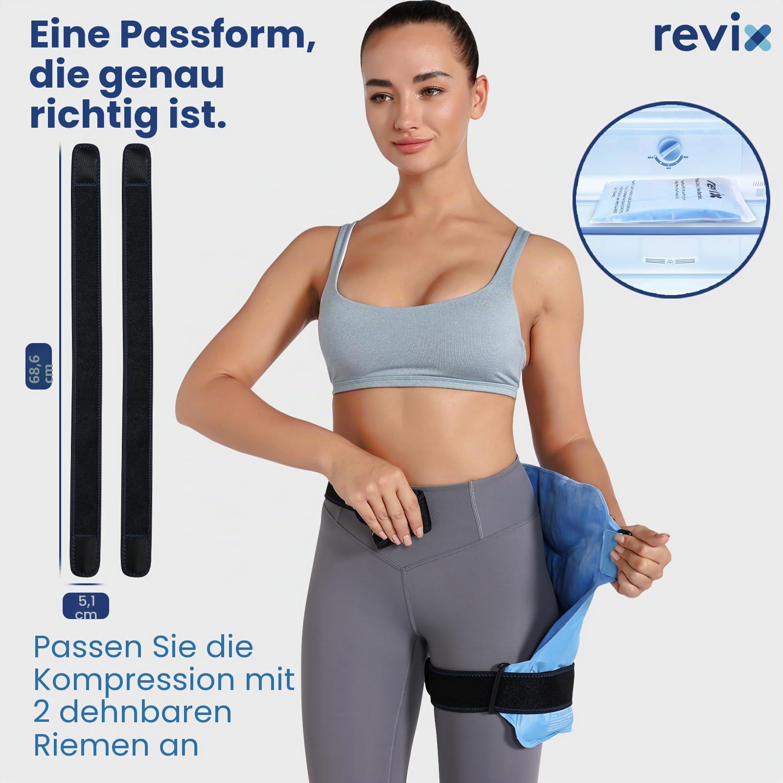 REVIX Hüfte Gel Kühlpad, Wiederverwendbare Eispackung für ür Hüftgelenkersatz-Operationen, plüschgefütterter Kältekompressen für Schmerzlinderung, Entzündungen und Schwellungen im Hüftbeuger Blau