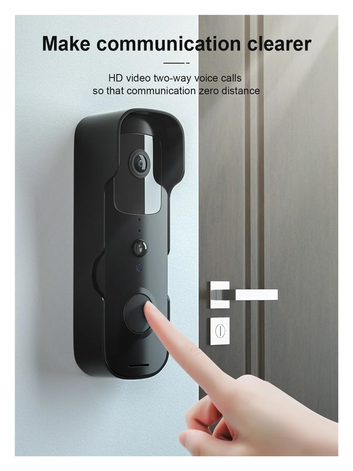 Portero automático. Timbre con video intelinte, wifi, resistente al agua, cámara de puerta, inalámbrico, monitoreo de audio bidireccional, tono de llamada, 1080p Videoportero(Black No Battery)